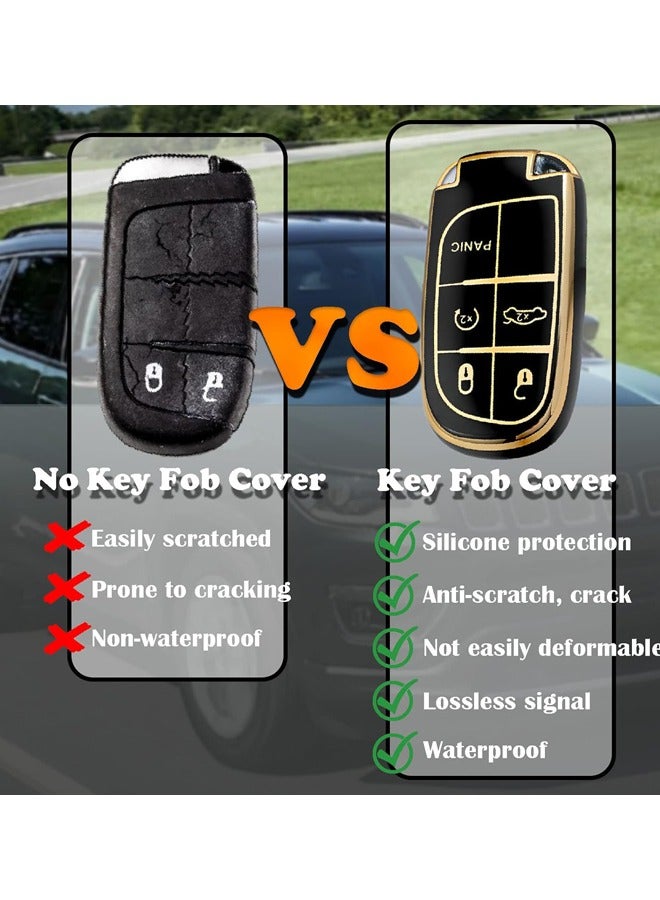 حافظة مفاتيح السيارة الناعمة من البولي يوريثان الحراري حقيبة حامل لسيارة جيب كرايسلر جراند شيروكي واجونير 2021 2022 2023 2024 واقي قذيفة فوب - Image 5