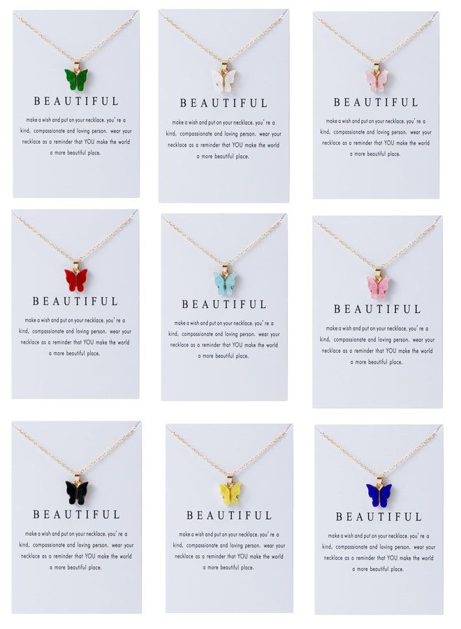 LOTSOF 20 Pcs Dainty Colorful Butterfly Pendant Necklace Set for Women, Bohemian Acrylic Butterfly Chain Necklace Cute Jewelry Gift (Multiple Colors) - Image 2