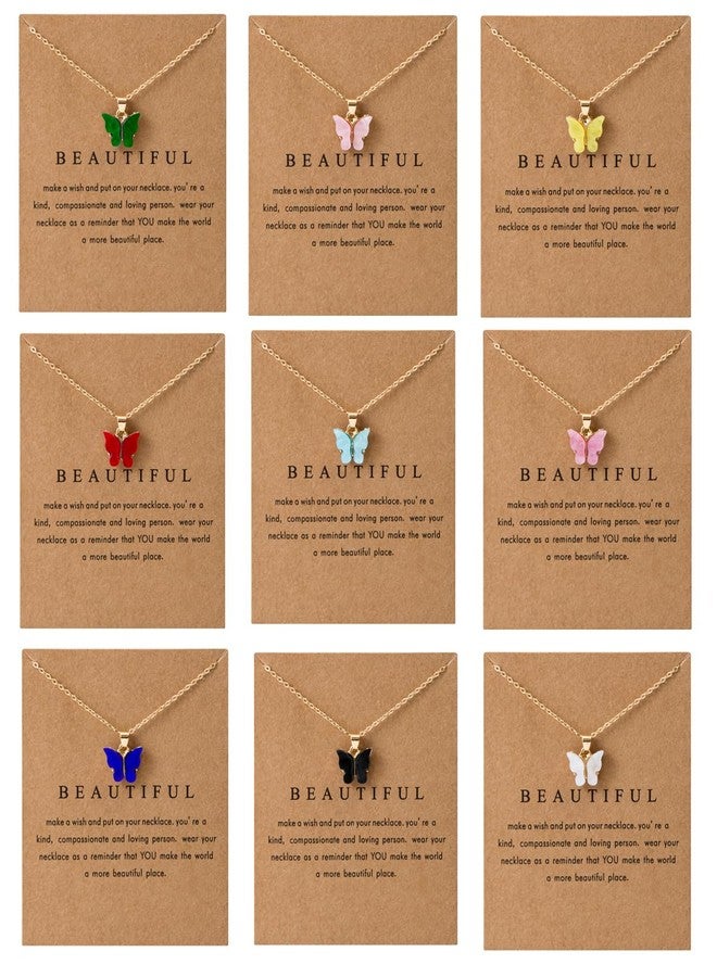 LOTSOF 20 Pcs Dainty Colorful Butterfly Pendant Necklace Set for Women, Bohemian Acrylic Butterfly Chain Necklace Cute Jewelry Gift (Multiple Colors) - Image 3
