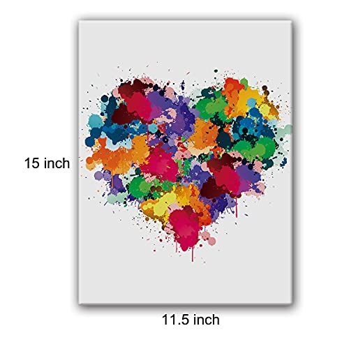 Hijie Heart Watercolor Poster Canvas Wall Art for Home/Office/Bedroom Decor - Heart Love Canvas Print Wall Art Painting Ready to Hang Gifts - Easel & Hanging Hook 12x15 Inch - Image 2