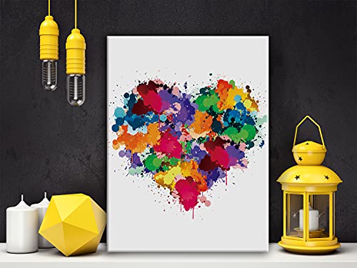 Hijie Heart Watercolor Poster Canvas Wall Art for Home/Office/Bedroom Decor - Heart Love Canvas Print Wall Art Painting Ready to Hang Gifts - Easel & Hanging Hook 12x15 Inch - Image 4
