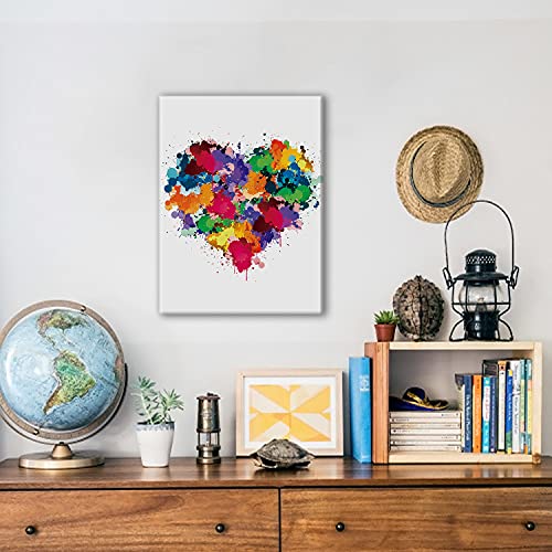 Hijie Heart Watercolor Poster Canvas Wall Art for Home/Office/Bedroom Decor - Heart Love Canvas Print Wall Art Painting Ready to Hang Gifts - Easel & Hanging Hook 12x15 Inch - Image 5