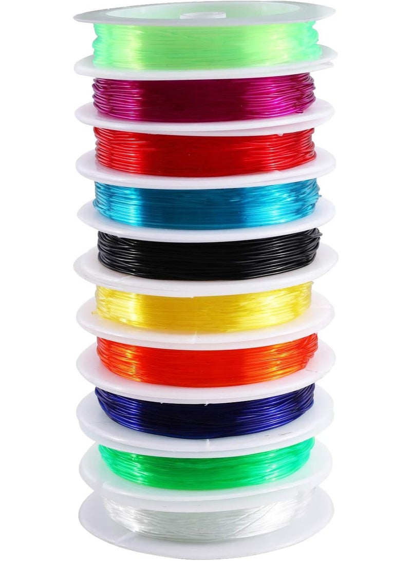 Happy Makers 0.8mm Crystal Elastic String, 10 Rolls Beading Elastic Stretch String for Jewelry Making, Elastic Thread String Cord, Clear Strechy String, 73.2M / 80Yard Crystal Elastic Bracelet String - Image 1