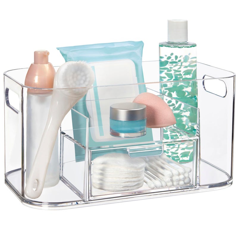 STORi Bliss Clear Makeup Organizer for Countertop, Divided Bathroom Organizer & Storage Drawer, Makeup Brush Holder, Cosmetic & Nail Polish Organizer, Made in USA - Image 1
