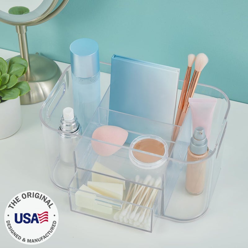 STORi Bliss Clear Makeup Organizer for Countertop, Divided Bathroom Organizer & Storage Drawer, Makeup Brush Holder, Cosmetic & Nail Polish Organizer, Made in USA - Image 2