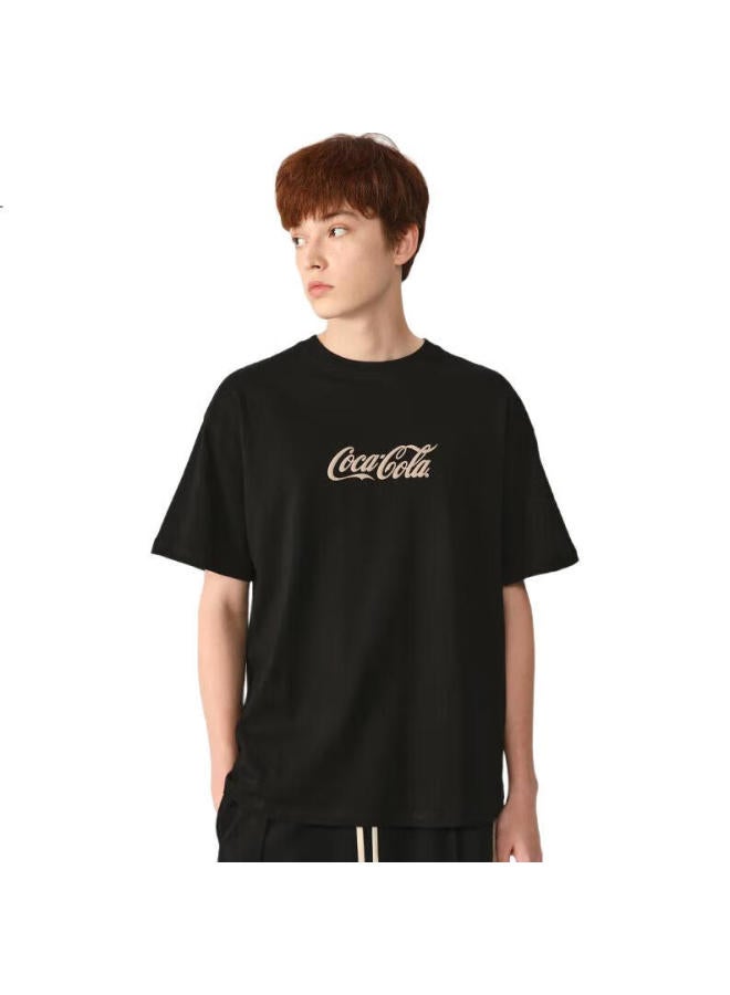 Coca-Cola Short-Sleeve T-Shirt, Unisex Casual Loose Classic Basic Undershirt, Star Dust Black, M - Image 1