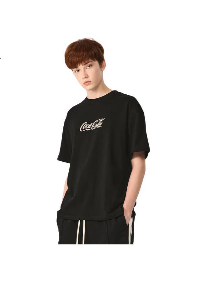 Coca-Cola Short-Sleeve T-Shirt, Unisex Casual Loose Classic Basic Undershirt, Star Dust Black, M - Image 2