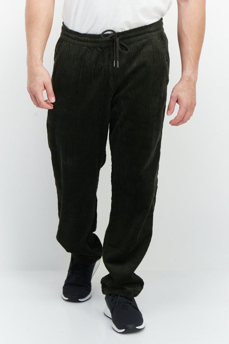 ESPRIT Men Relaxed Fit Drawstring Ripped Pants, Dark Green - Image 1