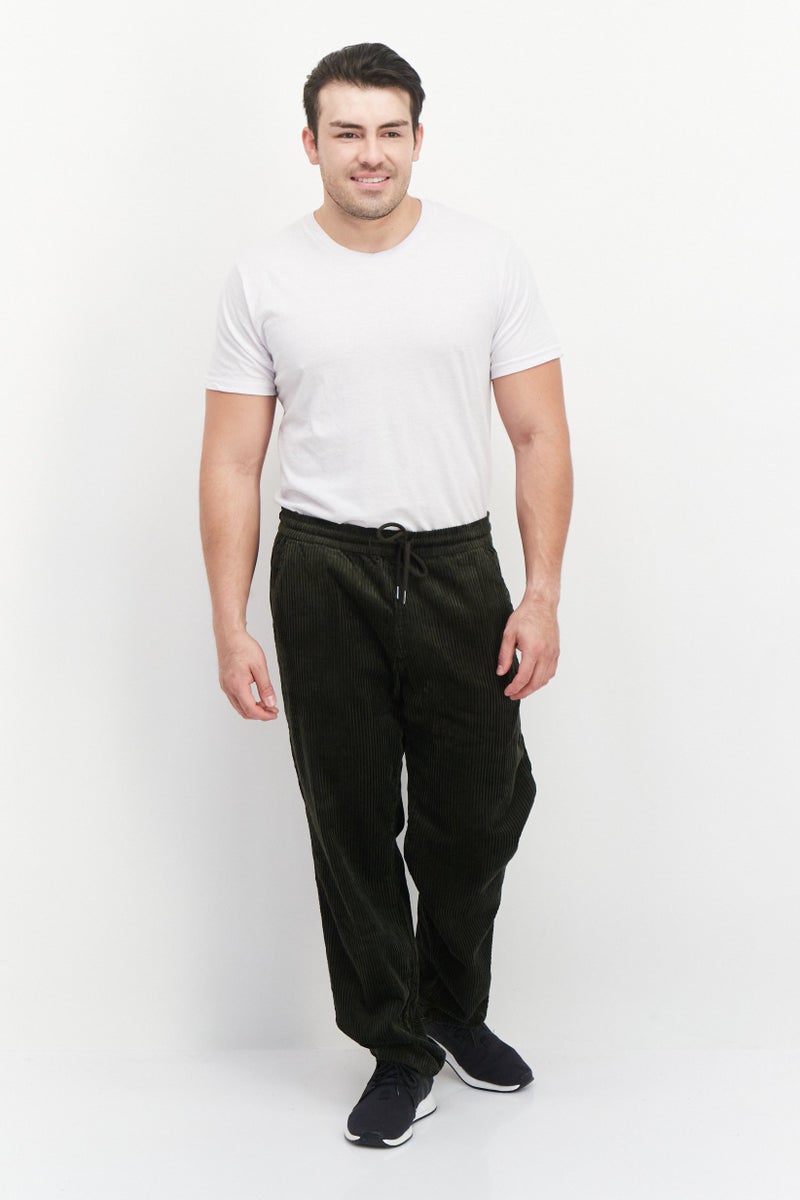 ESPRIT Men Relaxed Fit Drawstring Ripped Pants, Dark Green - Image 3