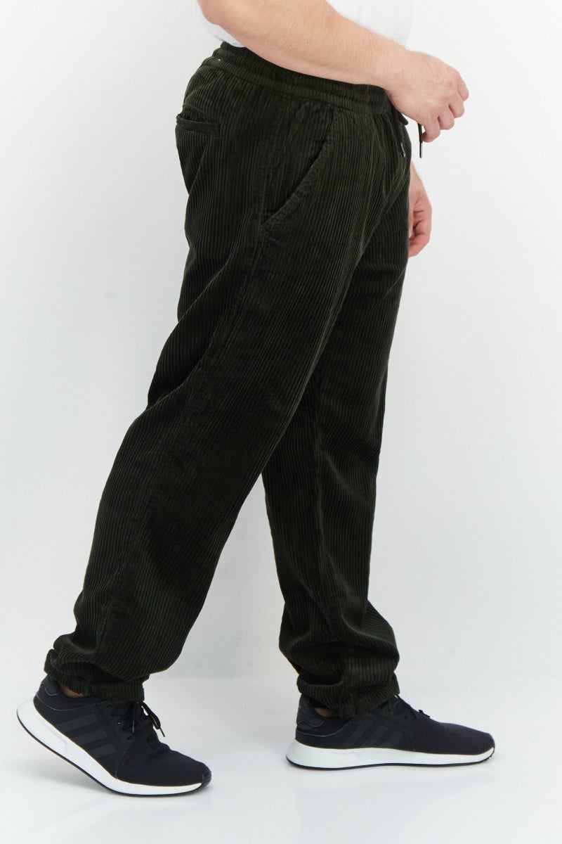 ESPRIT Men Relaxed Fit Drawstring Ripped Pants, Dark Green - Image 4