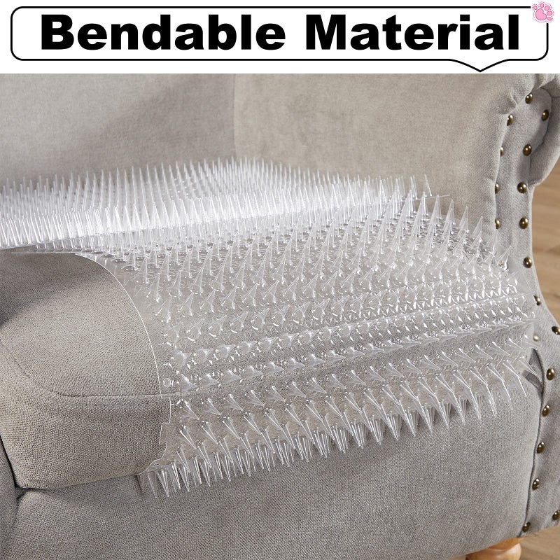 Nuanchu 16 Pack Cat Repellent Outdoor Mat Cats Dogs Plastic Bendable Spiked Deterrent Training Repellent PET Mats with Spikes for Indoor Outdoor Supplies, 18.3 Square Feet, 16 x 13 Inch(Clear) - Image 5