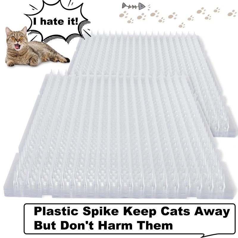 Nuanchu 16 Pack Cat Repellent Outdoor Mat Cats Dogs Plastic Bendable Spiked Deterrent Training Repellent PET Mats with Spikes for Indoor Outdoor Supplies, 18.3 Square Feet, 16 x 13 Inch(Clear) - Image 2