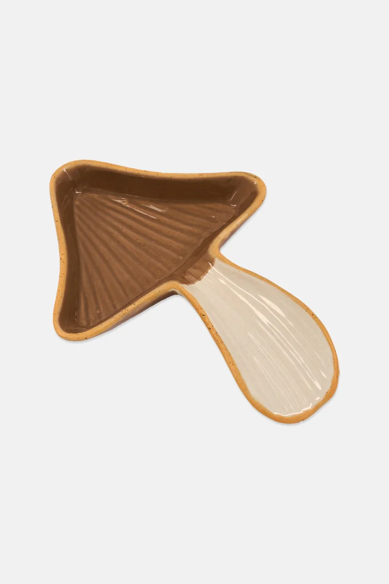 Muy Mucho Ceramic Mushroom Plate 19 x 14,5 x 2,5 cm, Tan