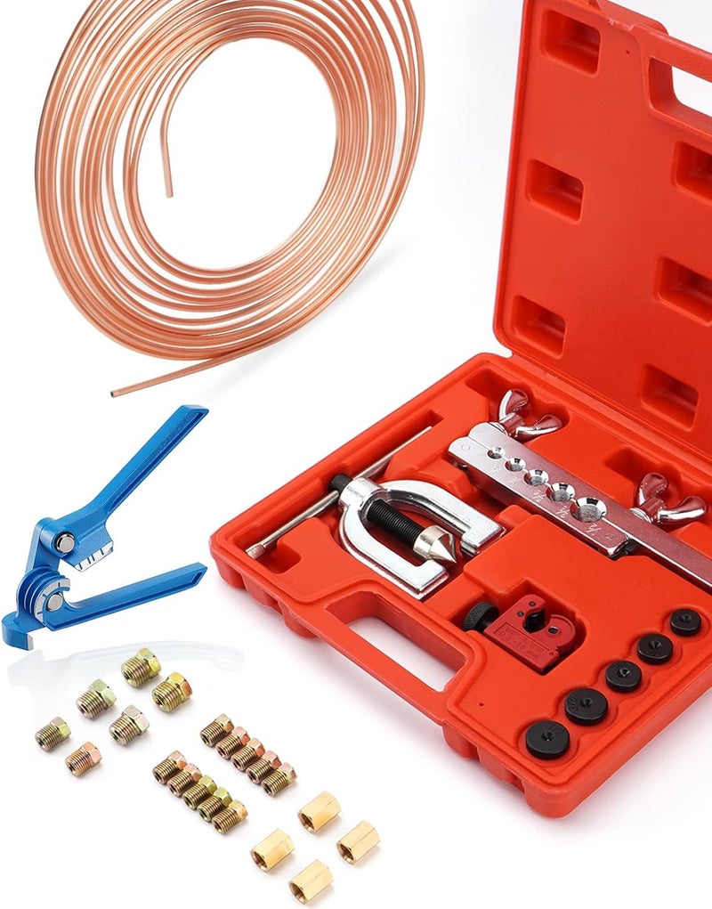 Racewill 25 ft 3/16" Copper Coated Brake Line Kit with Tube Bender and Flaring Tool - Image 1