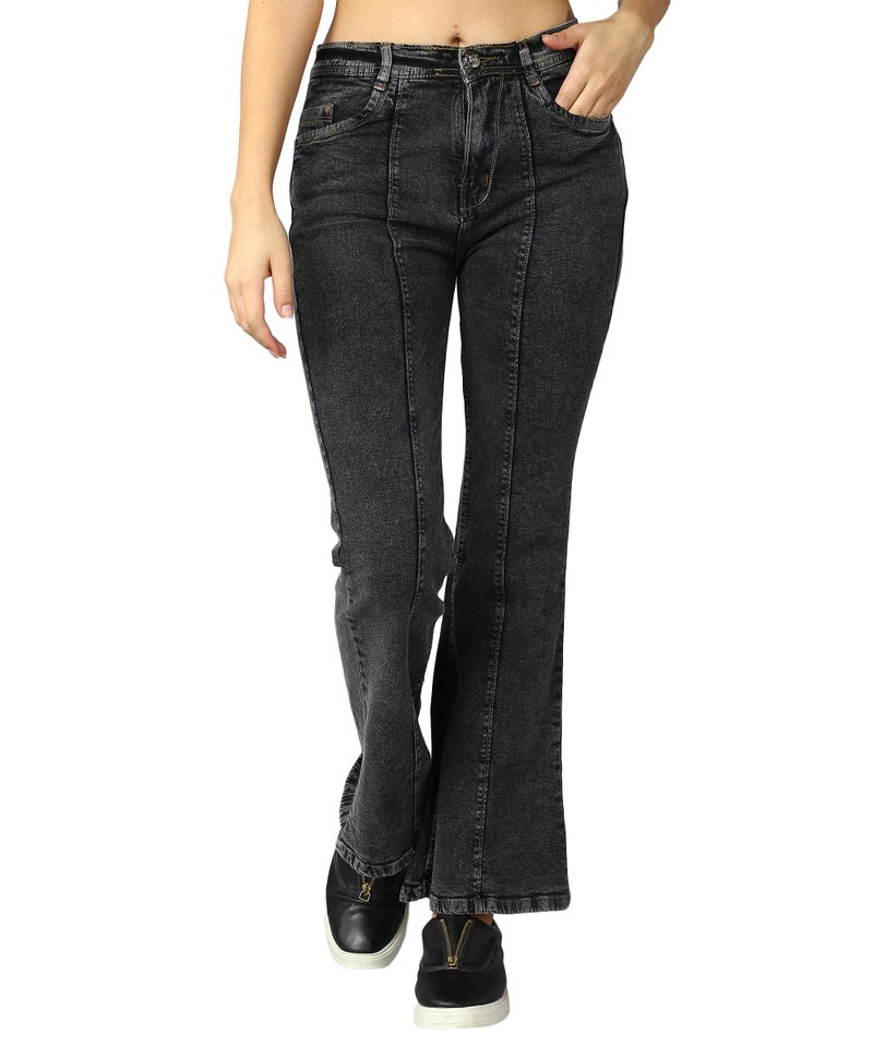 Nifty Women's Denim Wide Leg Jeans (Jean_1452_BLK_36_Black_36) - Image 1