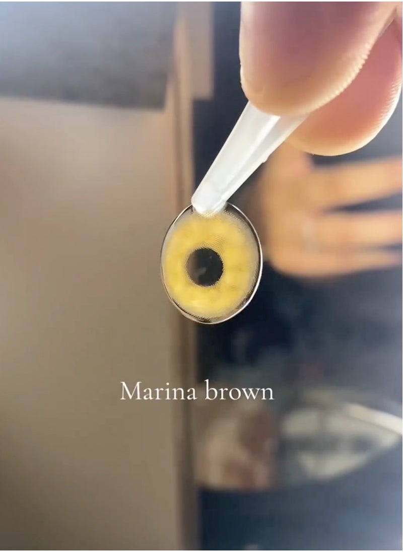 Unibling Marina Brown Yearly Colored Contact Lenses, Unisex Cosmetic Contact Lenses, Enlargement Collection, Light Brown, With Case  - Image 2