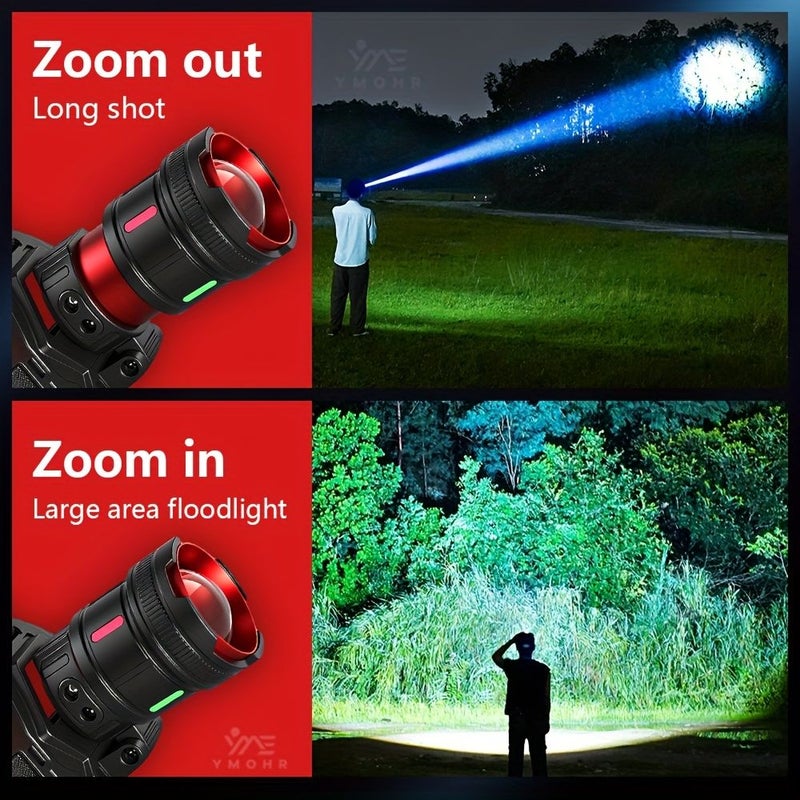 High Power Rechargeable Headlamp 2 Pack 800m Beam Motion Sensor 180 Adjustable - Image 4