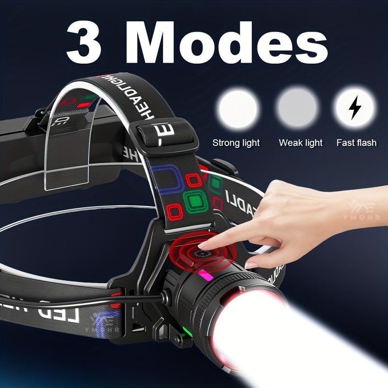 High Power Rechargeable Headlamp 2 Pack 800m Beam Motion Sensor 180 Adjustable - Image 5