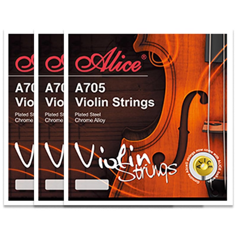 ALICE A-705 Violin String Set, Plated Steel Plain String, Steel Core, Ni-Fe Winding PACK OF 3 - Image 5