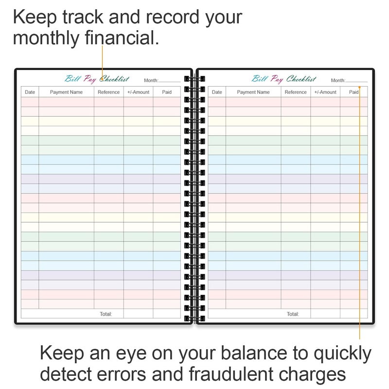 Yaridar Bill Payment Checklist - Monthly Bill Organizer & Planner for Personal Budgeting Financial, Bill Payment Tracker Notebook, 5.8" x 8.5", Black - Image 3