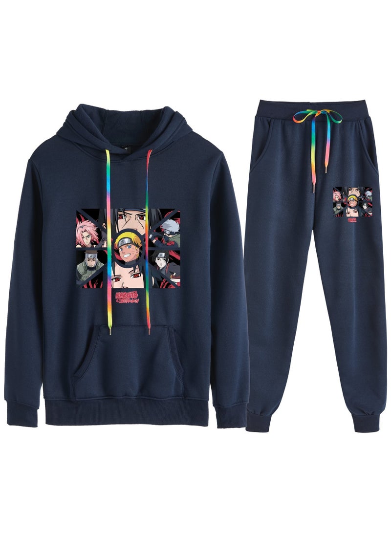 KUYING Naruto Anime Printed Fashion Men's and Women's Hooded Hooded Hoodie Set  - Image 1