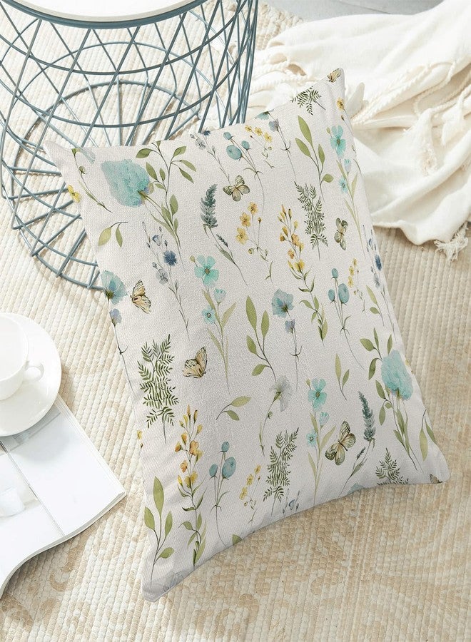 AEIOAE Spring Pillow Covers 20x20 Inch Set of 2, Aqua Teal Sage Green Wild Flower Throw Pillows Case,Colorful Seasonal Floral Plant Outdoor Decorative Farmhouse Decor Cushion Covers for Sofa Bed Couch - Image 4