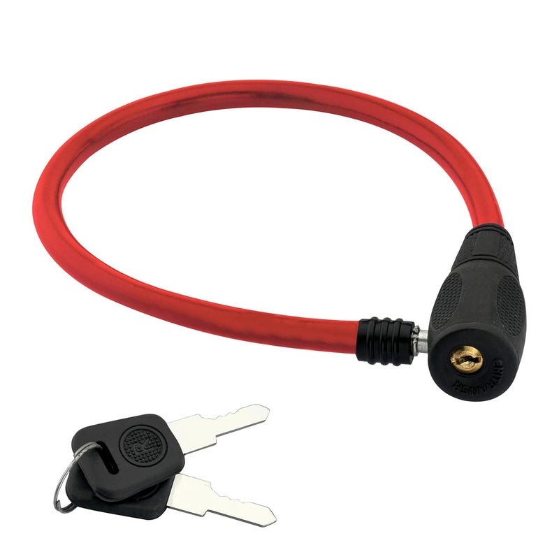 Konio Bicycle Cable Lock – Heavy Duty Steel Wire Lock with 2 Keys | Ideal for Bikes, Helmets & Gates (Red) (Pack-1). - Image 1