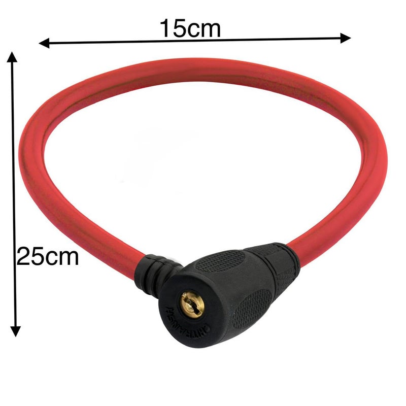 Konio Bicycle Cable Lock – Heavy Duty Steel Wire Lock with 2 Keys | Ideal for Bikes, Helmets & Gates (Red) (Pack-1). - Image 2