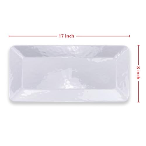 Yalin Rectangle Large Serving Platter, 17 Inch Melamine Serving Tray, Great for Restaurant, Steak, Salad and Everyday, Set of 2 White Dinner Plates (Rectangle) - Image 3