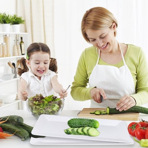 Yalin Rectangle Large Serving Platter, 17 Inch Melamine Serving Tray, Great for Restaurant, Steak, Salad and Everyday, Set of 2 White Dinner Plates (Rectangle) - Image 5