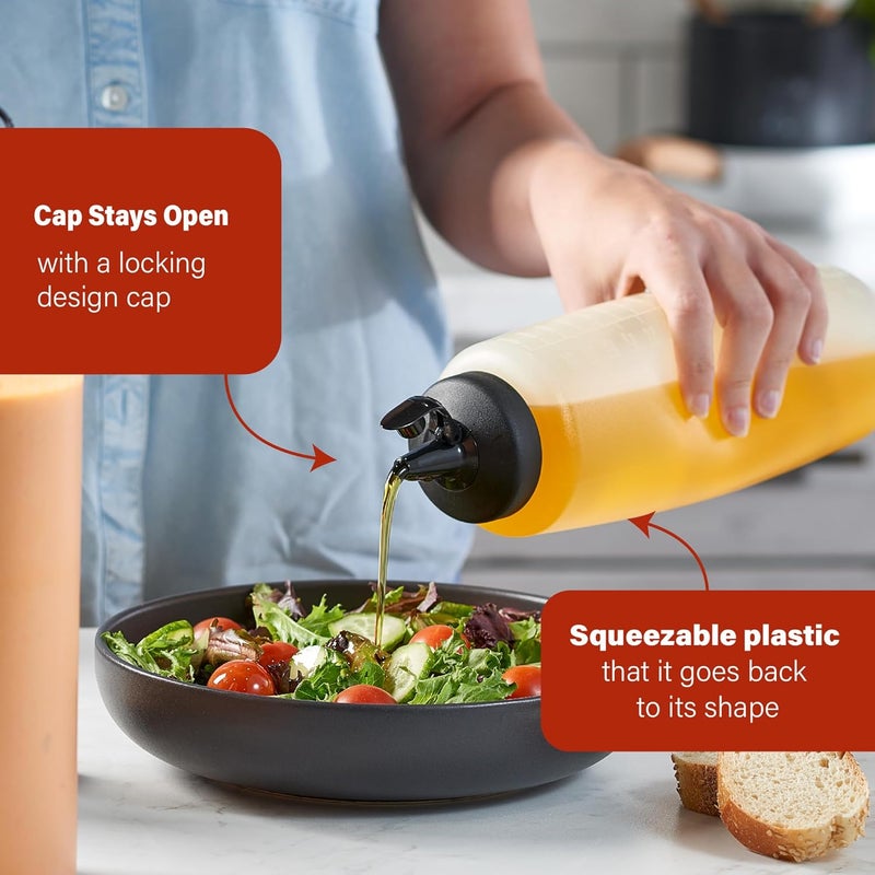MIGHTY STRONG Condiment Squeeze Bottles - 32 Oz Squirt Bottles for Liquids, Easy Pour Sauce Bottles with Leak Proof Snap Cap - Image 4