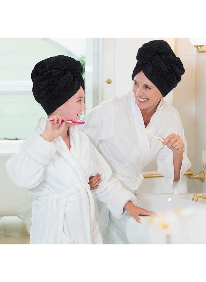 Sinland SINLAND Microfiber Hair Drying Cap Hair Towel Turban Twist for Long Hair Fast Drying Towels Head Turban Absorbent Soft Lightweight 3 Pack Black - Image 3