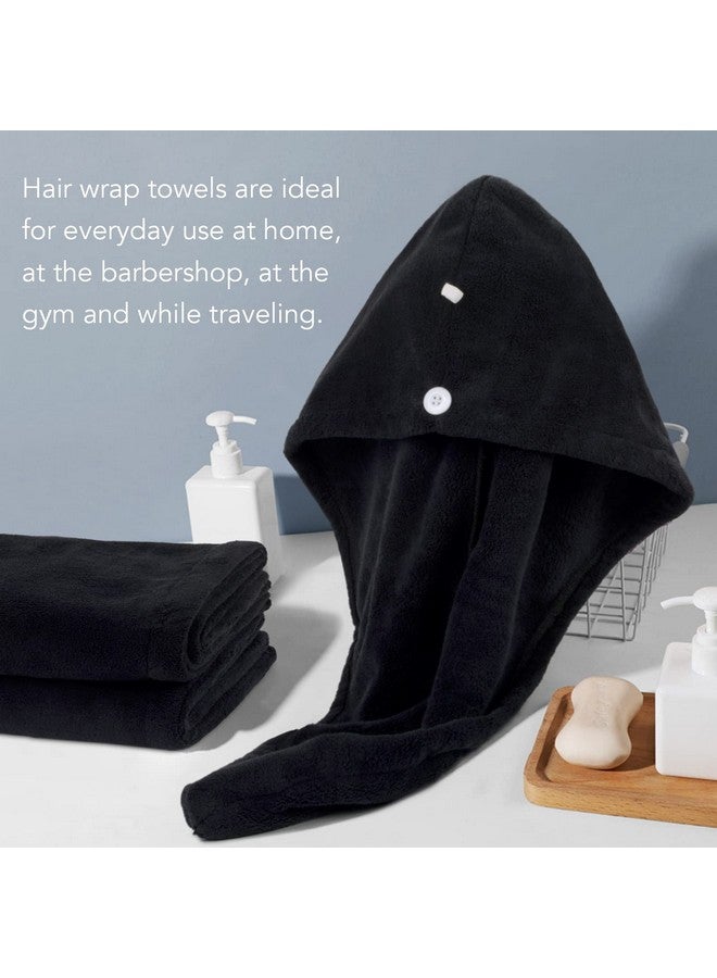 Sinland SINLAND Microfiber Hair Drying Cap Hair Towel Turban Twist for Long Hair Fast Drying Towels Head Turban Absorbent Soft Lightweight 3 Pack Black - Image 5