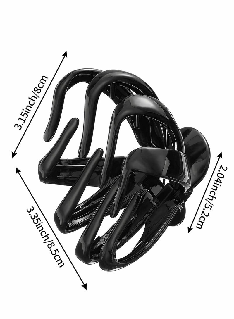Captaintech 4 Pieces Large Grip Octopus Clip Spider Hair Claw Octopus Jaw Hair Claw Clips Hair Jaw Clips Strong Hold Jumbo Hair Clip for All Hair Types for Thick Hair Black Clear 8.5 cm - Image 5