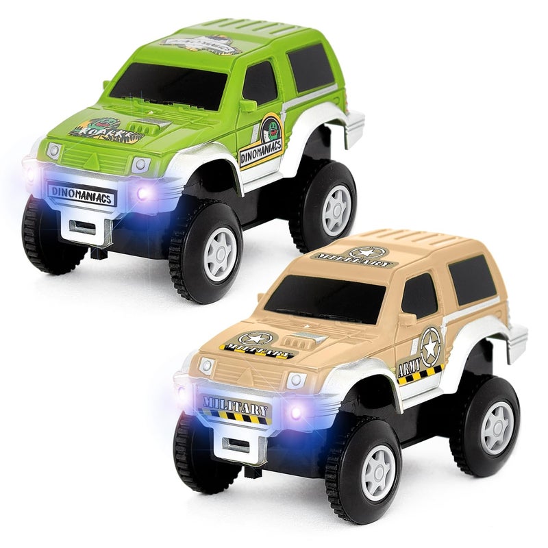 JITTERYGIT Replacement Cars for Tracks - Extra Race Car Accessories for Dinosaur Race Track & Train Toy Gift - Compatible with Most Tracks for Kids Boys and Girls (2 Jeeps Pack) - Image 1