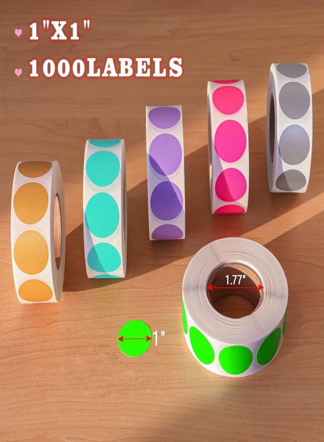 PARLAIM 1" Fluorescent Green Round Color Coding Circle Labels, 1000 per Roll in Dispenser Box, 1 inch Office Dot Sticker - Image 2