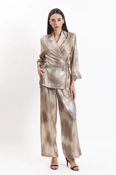 SHAPES CROSSOVER SATIN TOP SET