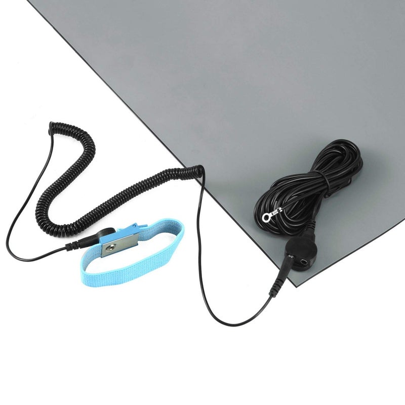 MWRF Source MWRF ESD Mat Kit with Wrist Strap and Grounding Cord (20 Inches x 24 Inches x 0.12 Inch, Grey) - - Image 4
