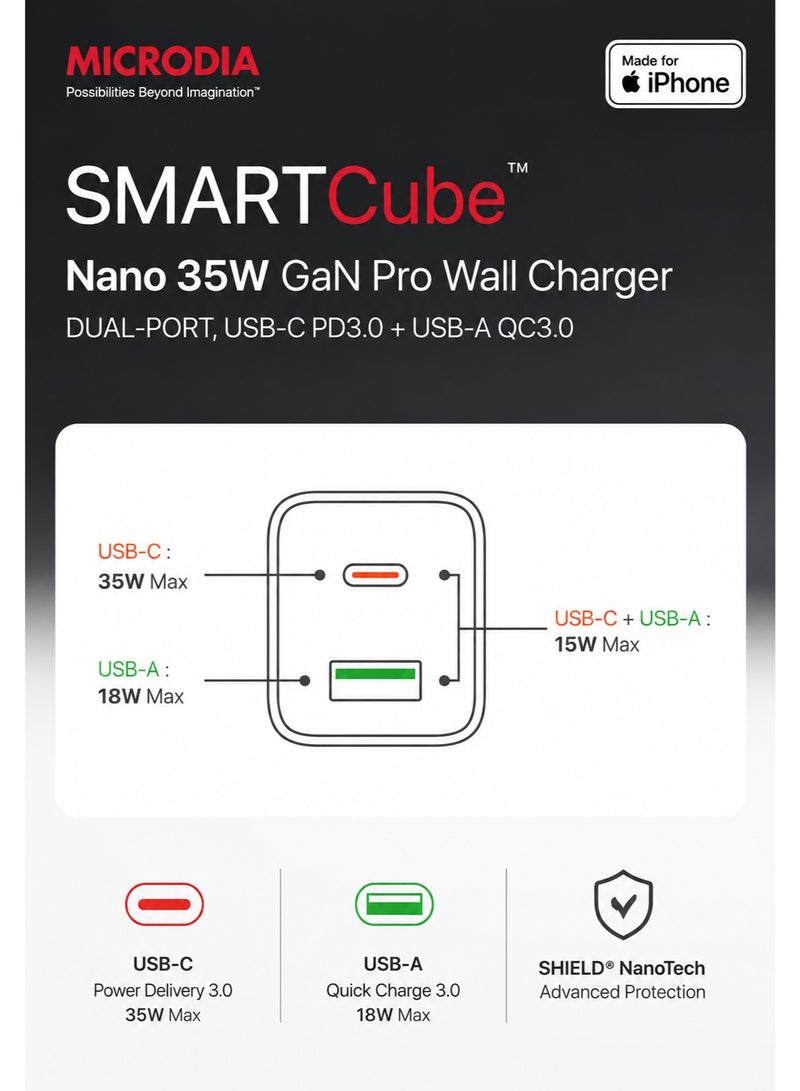 MICRODIA Fast Charging Bundle – 35W Dual-Port Wall Charger & 5000mAh Nano Power Bank - Image 5