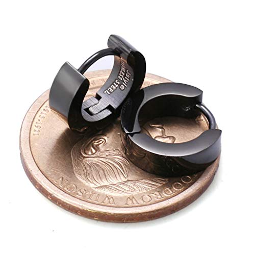 Jstyle Stainless Steel Unique Small Hoop Earrings for Men Huggie Earrings 1 Pairs Black - Image 3