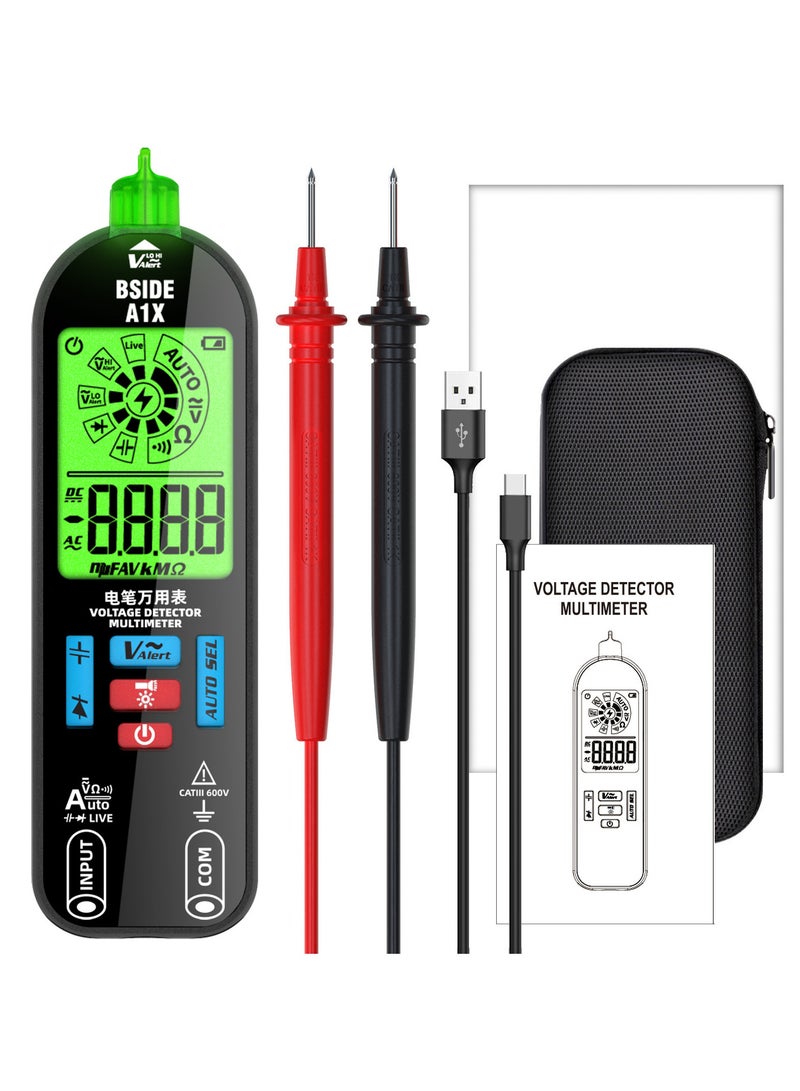 BSIDE Handheld Digital Multimeter Electric Test Pen Professional Voltage Resistance Diode Tester Live Wire Recognition Meter with Automatic Shutdown and Flashlight Function - Image 1