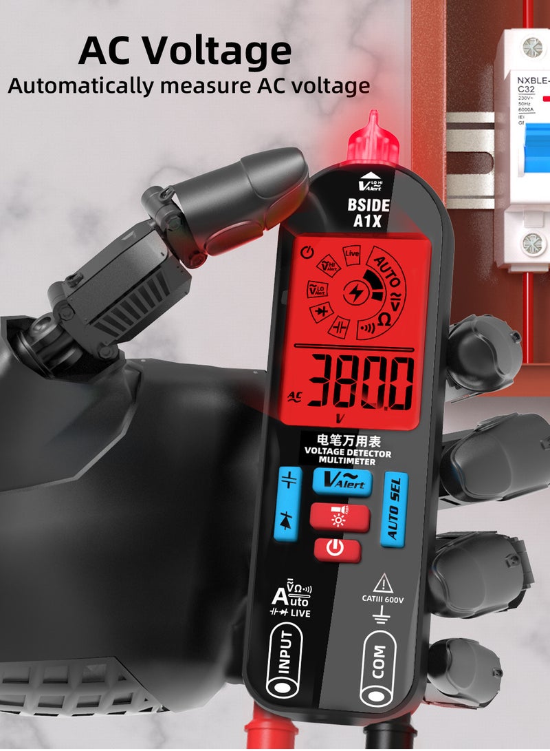 BSIDE Handheld Digital Multimeter Electric Test Pen Professional Voltage Resistance Diode Tester Live Wire Recognition Meter with Automatic Shutdown and Flashlight Function - Image 5