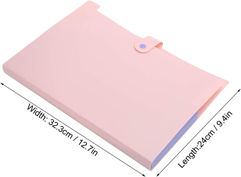A4 Document Organizer File Folder Bags, 12 - Layer Expandable Plastic Storage, Purple - Large Capacity, Anti - Skid Snaps, Ideal for Office and School Use (Pink) - Image 4