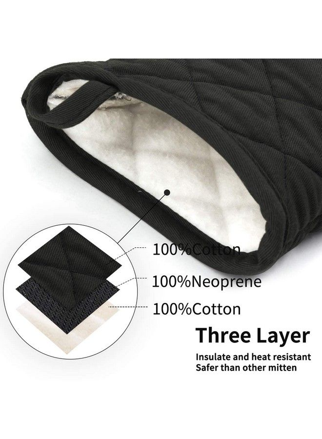 Qulable 1 Pair Short Oven Mitts Silicone Kitchen Oven Gloves High Heat Resistant 500℉ Mini Oven Mits With Nonslip Grip Surfaces And Hanging Loop For Bbq Baking Cooking And Grilling (Black) - Image 4