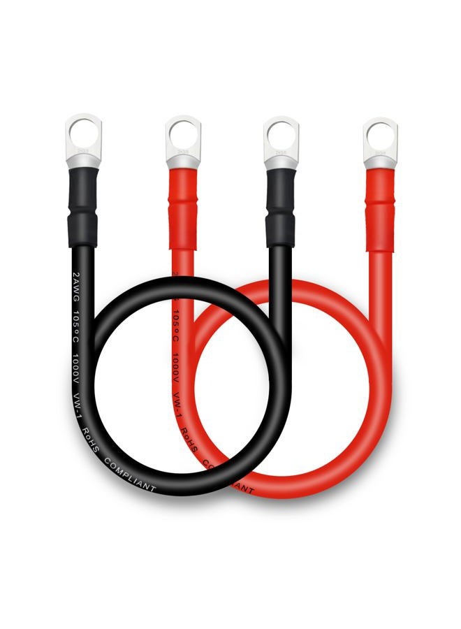 QIATOL 2 AWG Battery Cables with 3/8inch Copper Terminals(2PCS 2FT). - Image 1