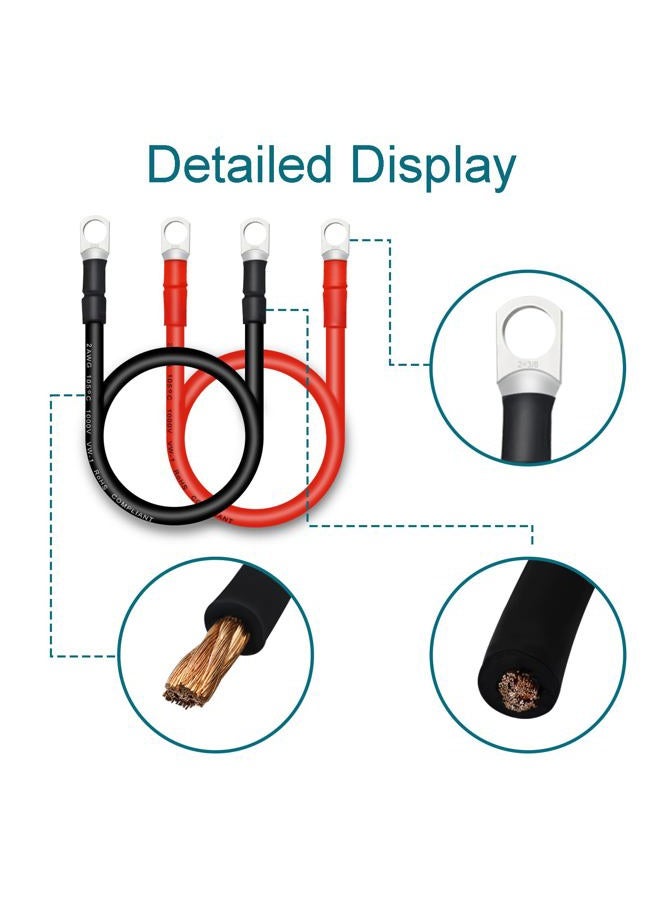 QIATOL 2 AWG Battery Cables with 3/8inch Copper Terminals(2PCS 2FT). - Image 5