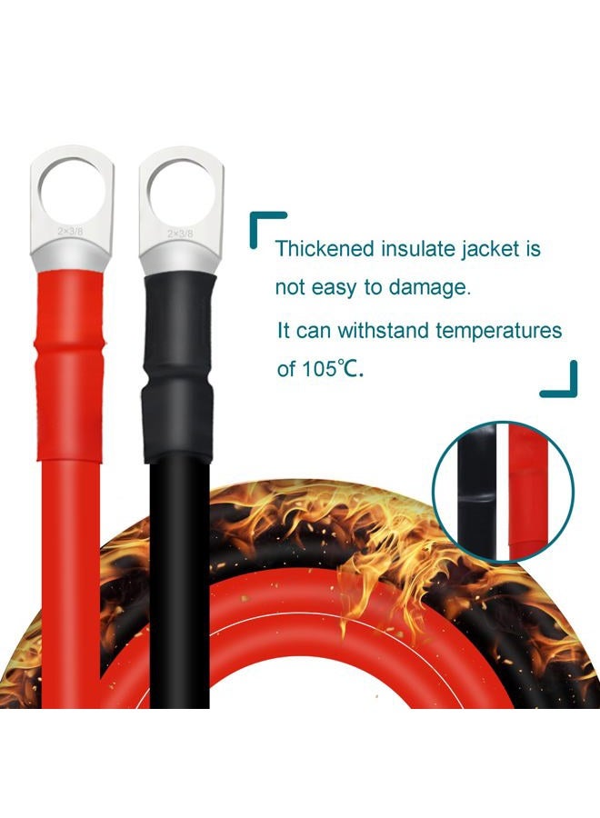 QIATOL 2 AWG Battery Cables with 3/8inch Copper Terminals(2PCS 2FT). - Image 4