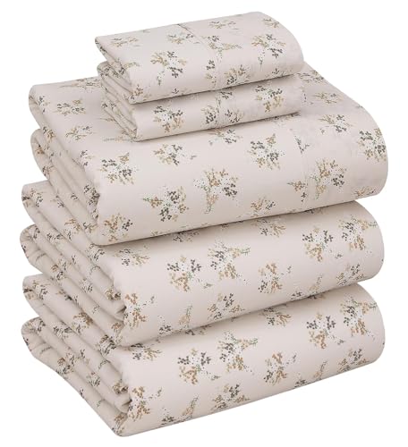RUVANTI 100% Cotton Full Size Bed Sheets, 4 Pieces, Soft & Breathable Percale Weave Bedding, Deep Pocket 16", Hotel Standard, Crisp Cool Feel, Durable, Perfect Sheet Set Floral, Twin Spring - Image 1