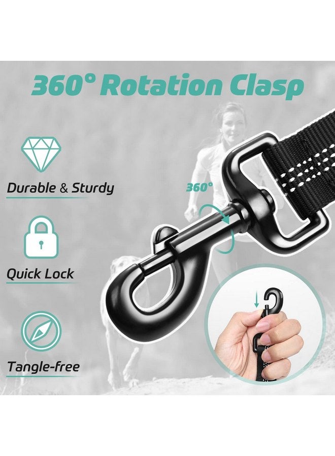 رابيتجو مقود تكتيكي للكلاب من rabbitgoo، مقود تدريب للكلاب مزود بممتص للصدمات، مقود عسكري أسود للكلاب مزود بمقبضين تحكم مبطنين للكلاب المتوسطة والكبيرة، بطول 5.2 قدم - Image 3