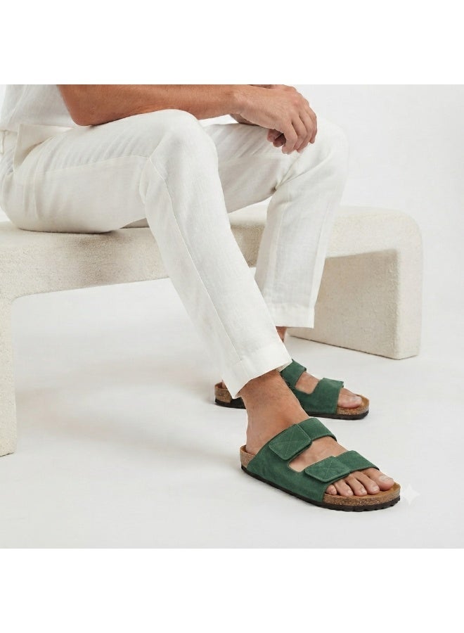 Stylish men's slippers with a modern and comfortable design – genuine leather and non-slip orthopedic sole, available in various sizes and colors. - Image 1